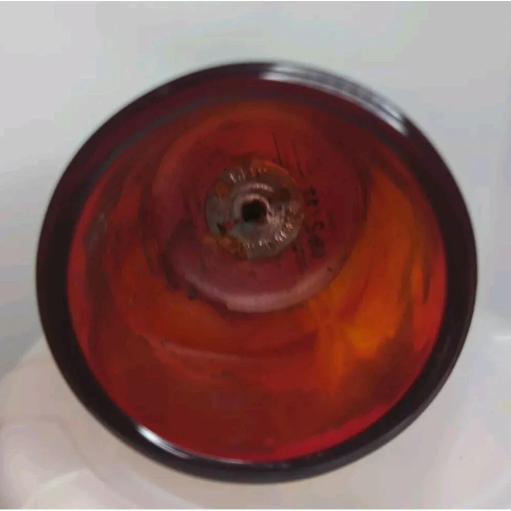 Vtg. Noah's Ark Votive Candle Holder By Dayton. ‎ 24k Gold Finish with Red Glass